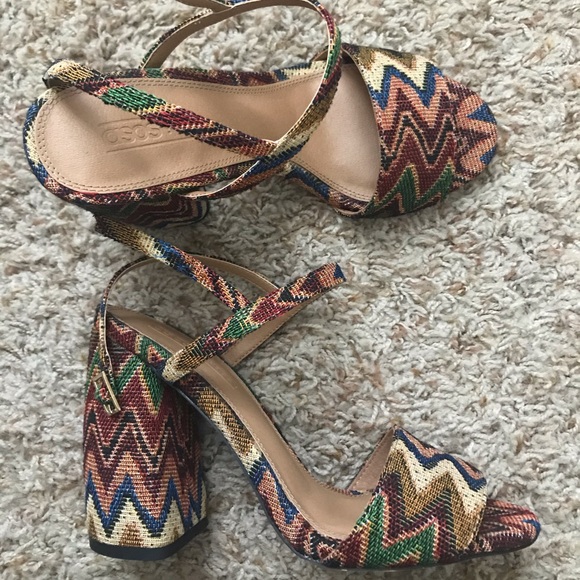 ASOS Shoes - Brown Woven Chevron High Heeled Sandals 7